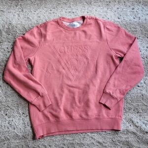 GUESS Embossed Crew neck sweatshirt coral colour size medium